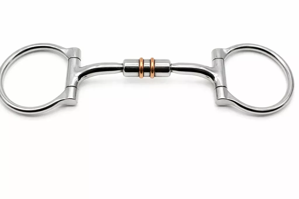 Stainless Steel 5.5" Mouth D-Ring Comfort Snaffle Bit Copper Rollers 35515C