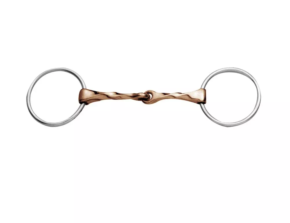 Stainless Steel Copper Mouth Slow Twist Loose Ring Snaffle Bit 5"