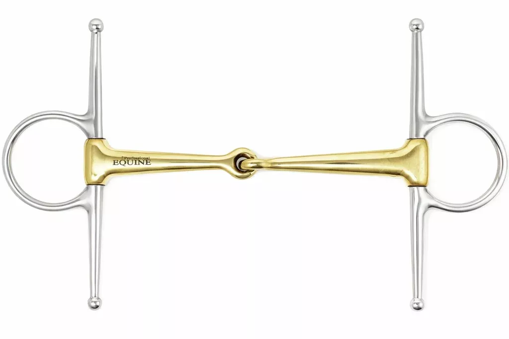 Stainless Steel Full Cheek Jointed Brass Mouth Snaffle Bit Tack 35650