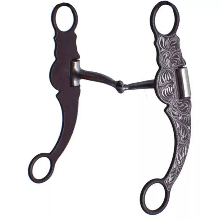 Stainless Steel Snaffle Bit with Brown Steel Cheeks