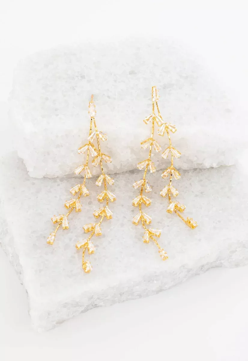 Starfish Project, Inc - Graceful Willow Zircon and Gold Dangle Earrings