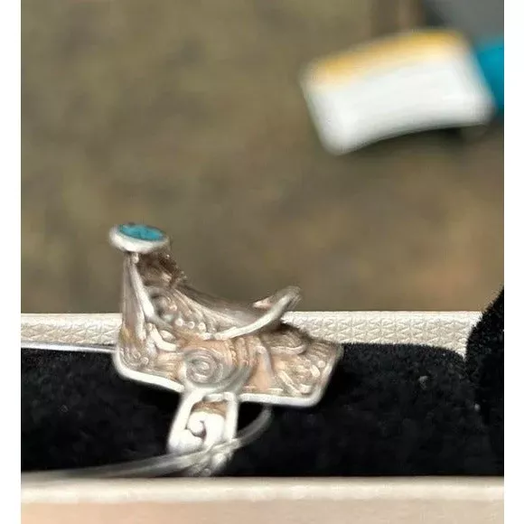 Sterling Silver Western Saddle Ring (turquoise horn) - USED