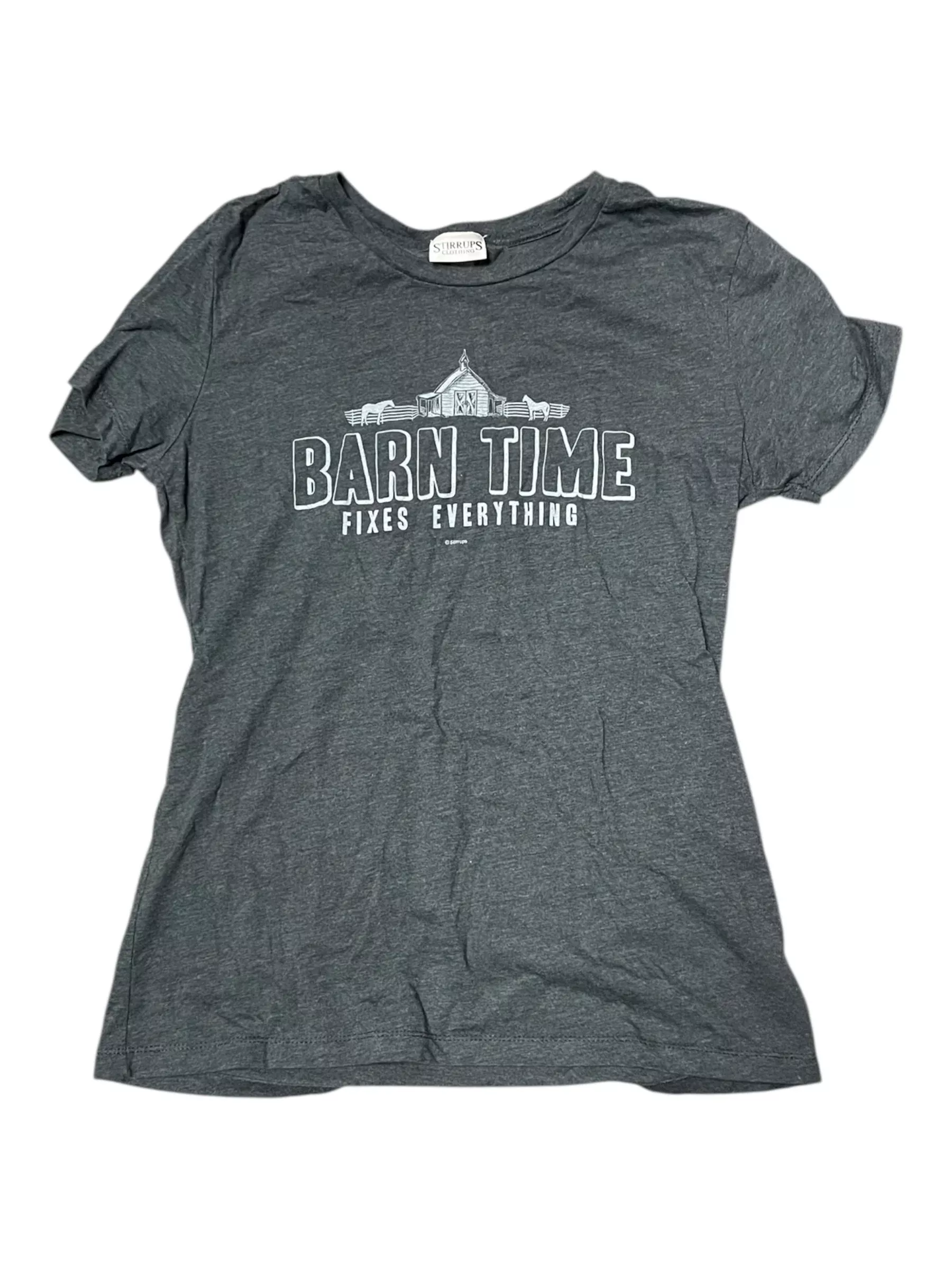 Stirrups Barn Time Tee - Gray - L - USED