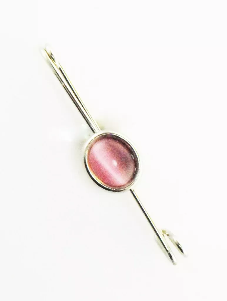 Stock Pin Rose Cat's Eye Silver Finish