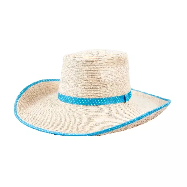 Sunbody Palm Leaf Hat | Ava | Aqua Dots