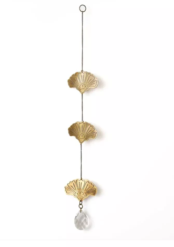 Surya Cascade Floral Engraved Brass Suncatcher