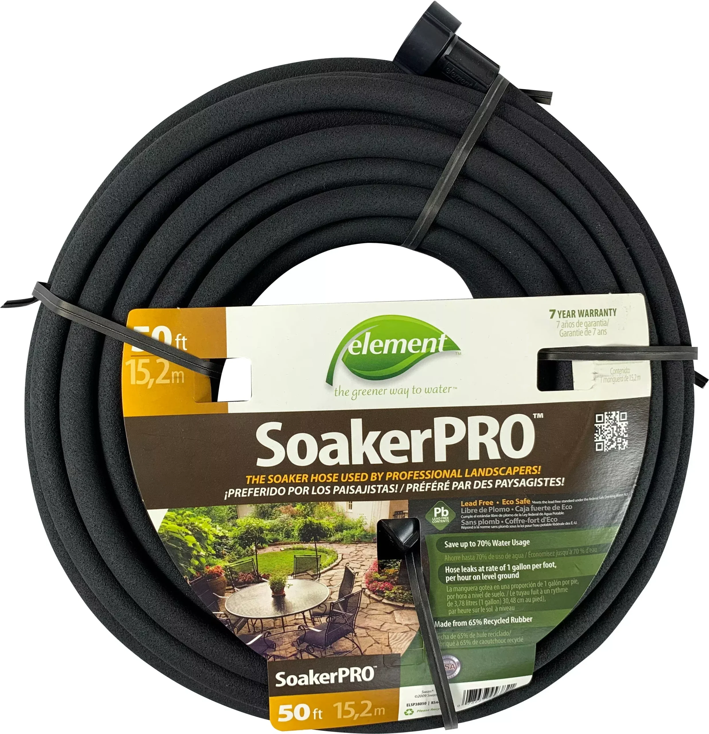 Swan Element Soakerpro Soaker Hose 3/8 IN X 50 FT Black