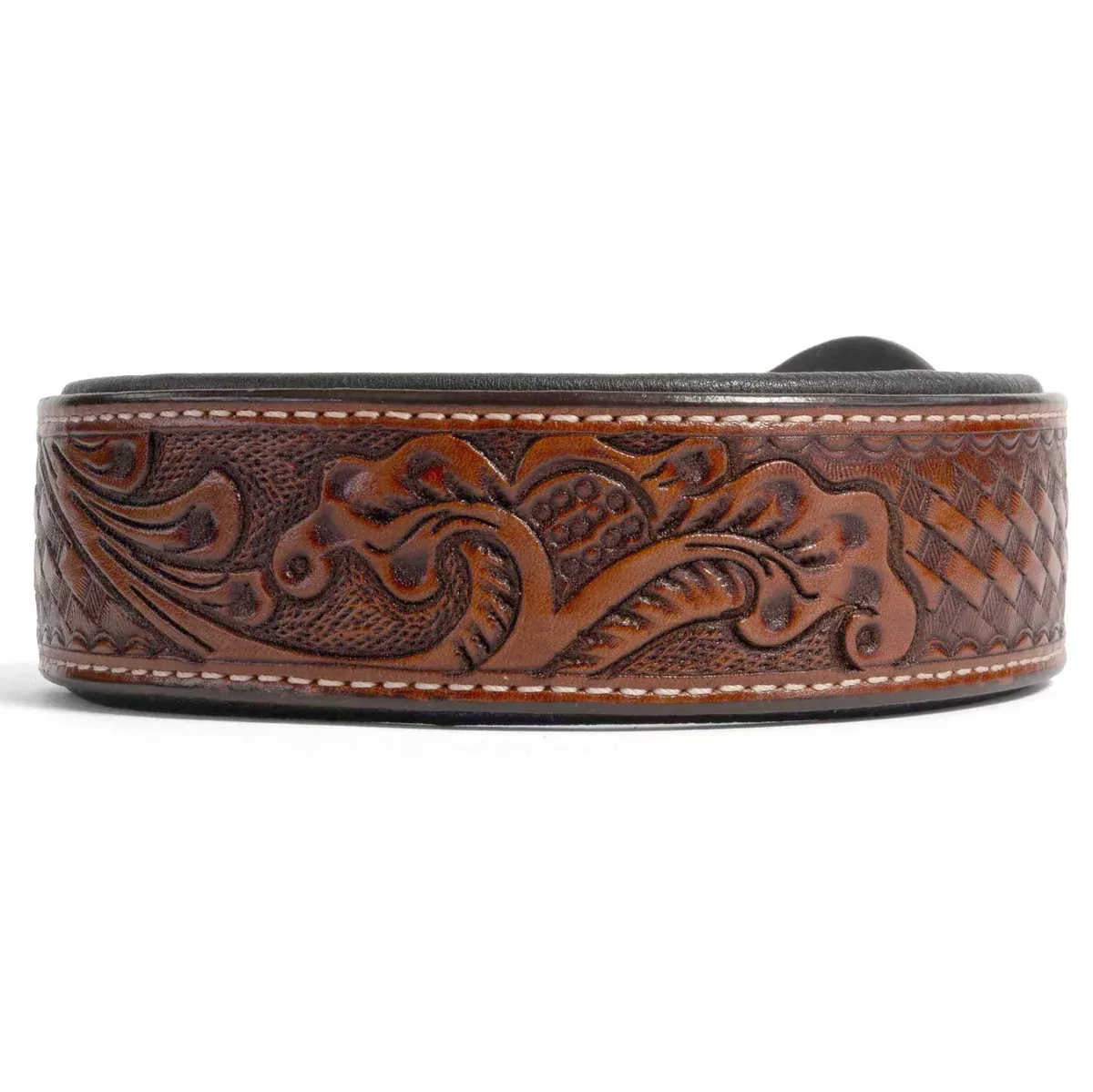 Teskey's Basketweave & Floral Tooled Dog Collar
