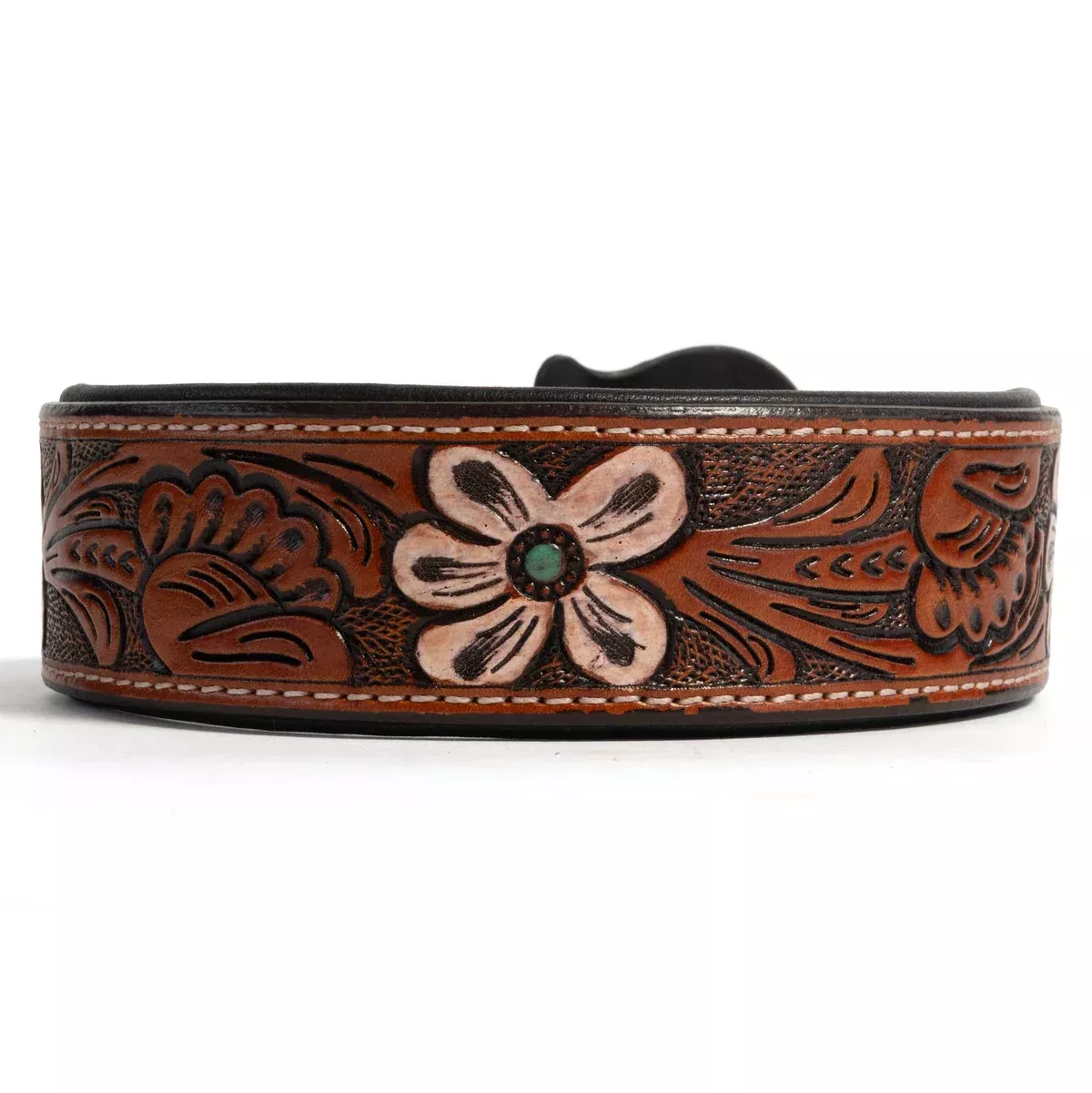 Teskey's Colored Floral Tooled Dog Collar