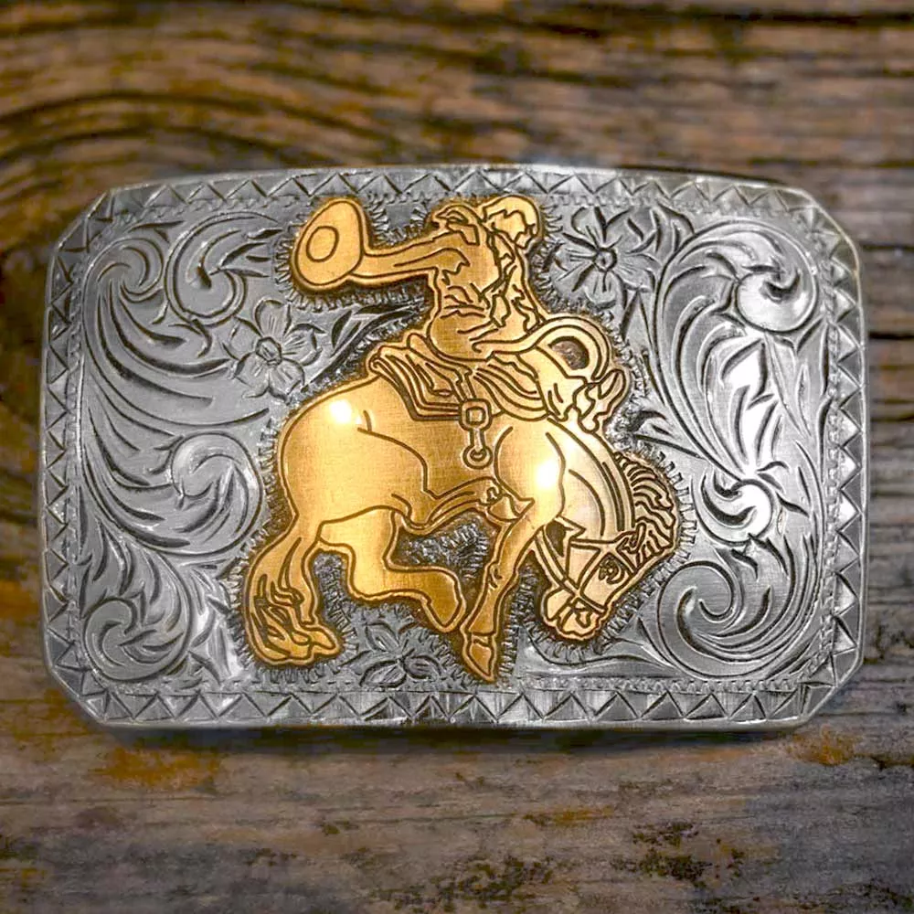 Teskey's Engraved Bronc Rider Buckle