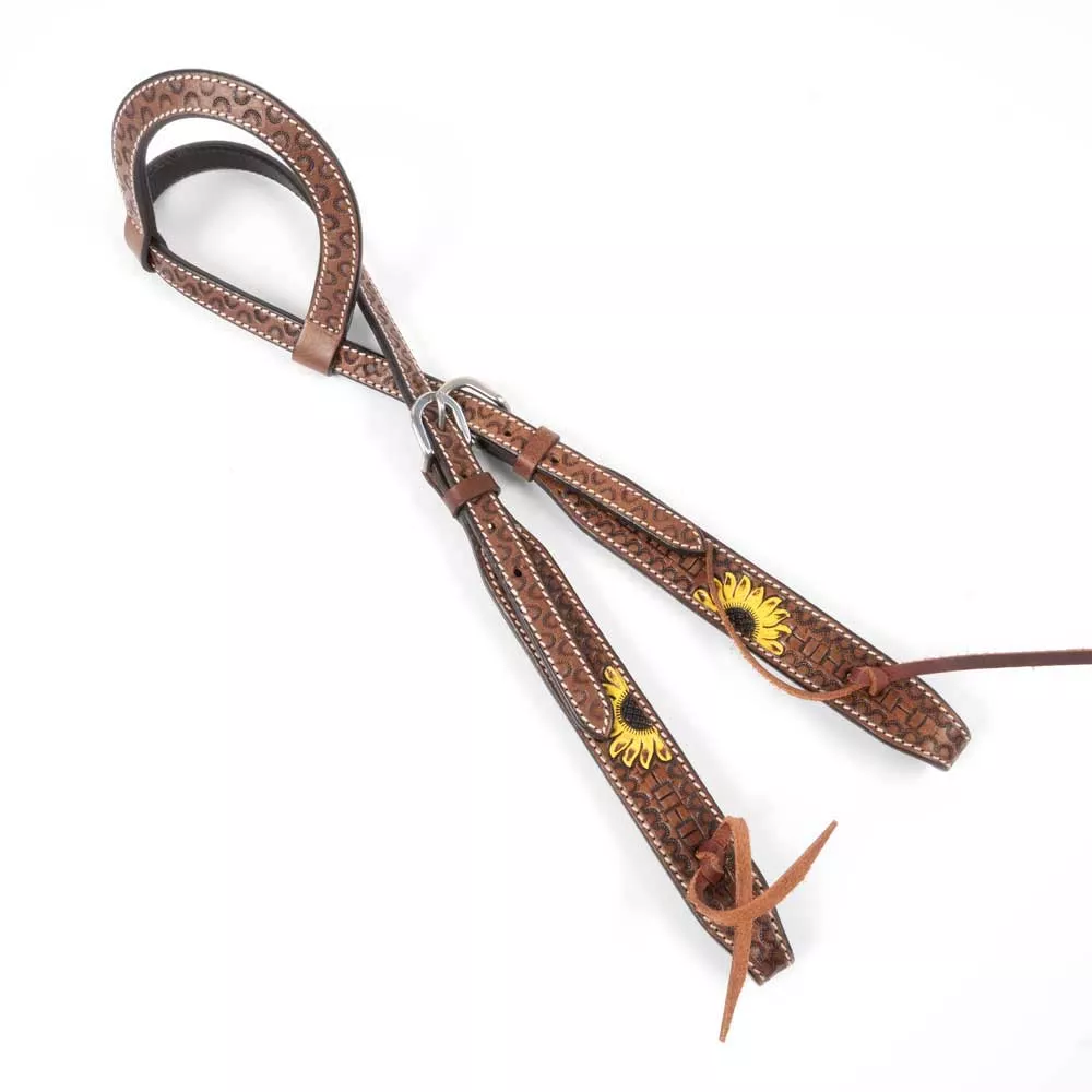 Teskey's One Ear Sunflower Engraved Headstall