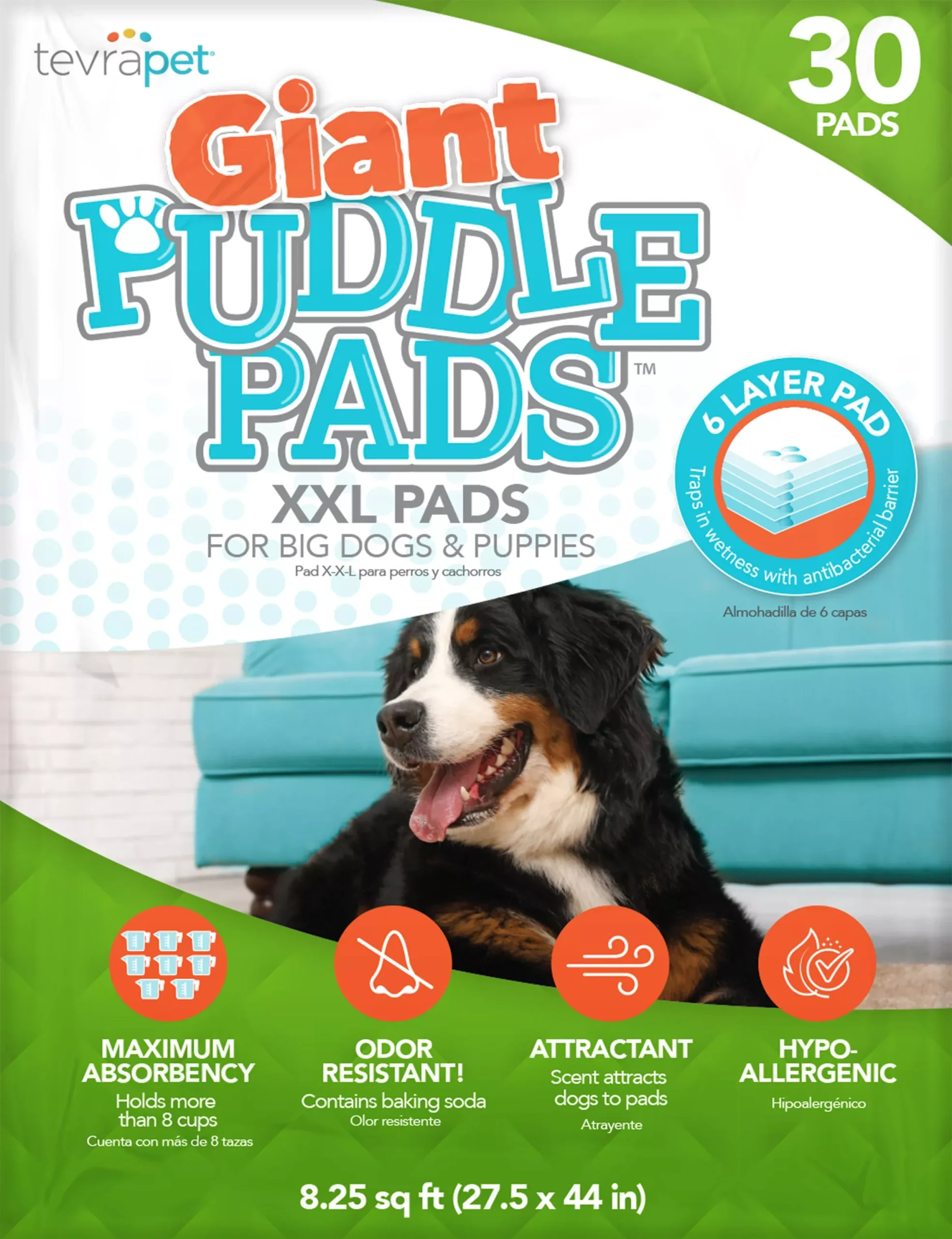TevraPet Giant Puddle Pads, 30 Count