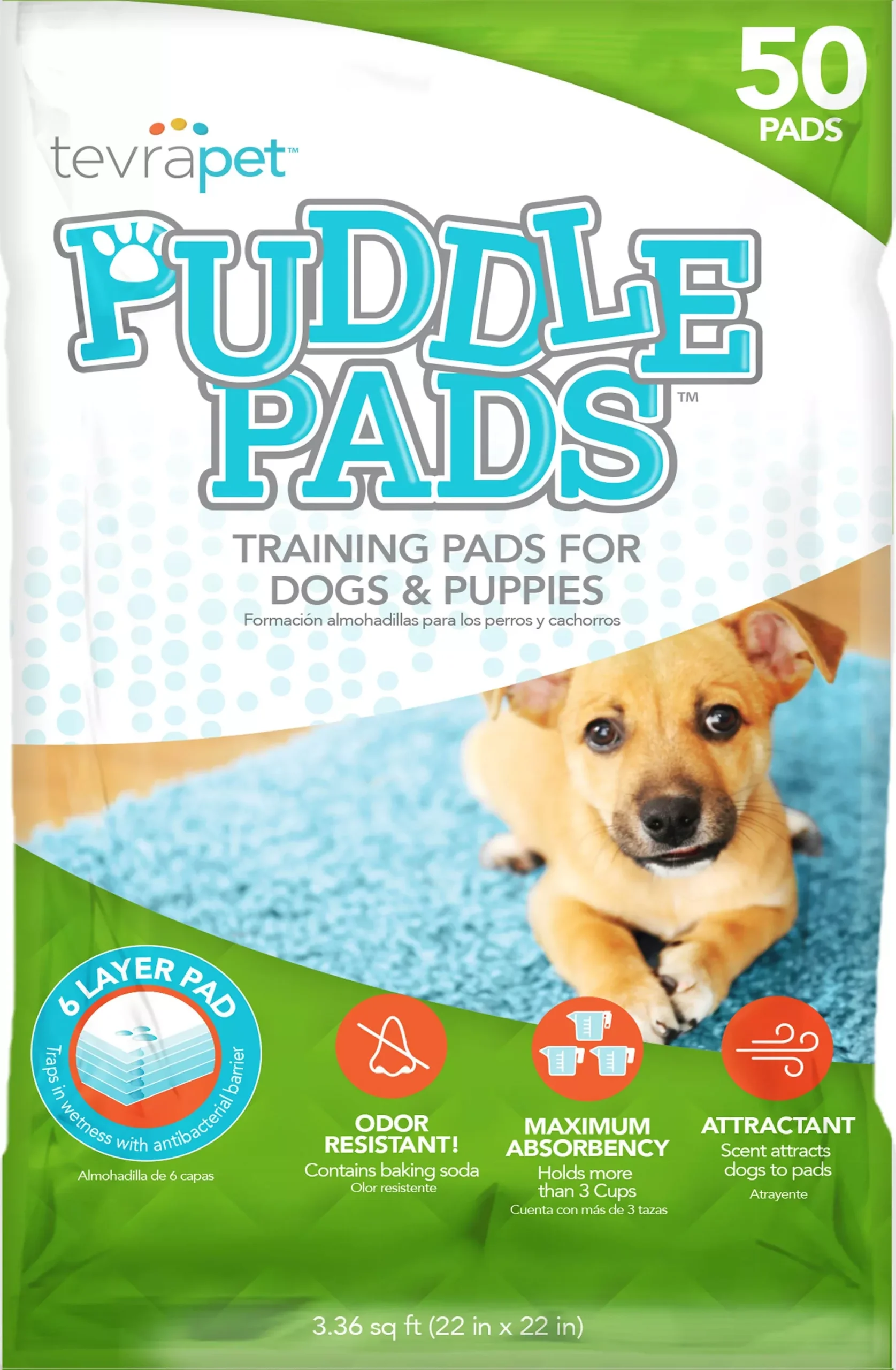 TevraPet Puddle Pads, 50-Count