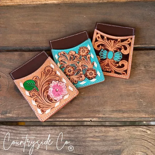 Tooled Leather Credit Card Holder