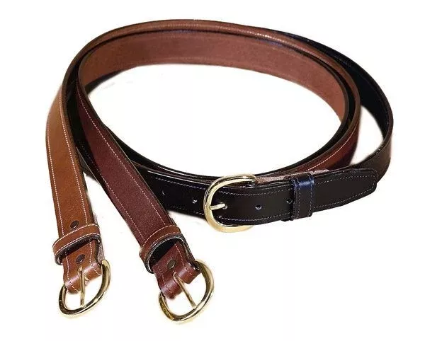 Tory Leather 1 1/4" Stitched Belt with Brass Buckle