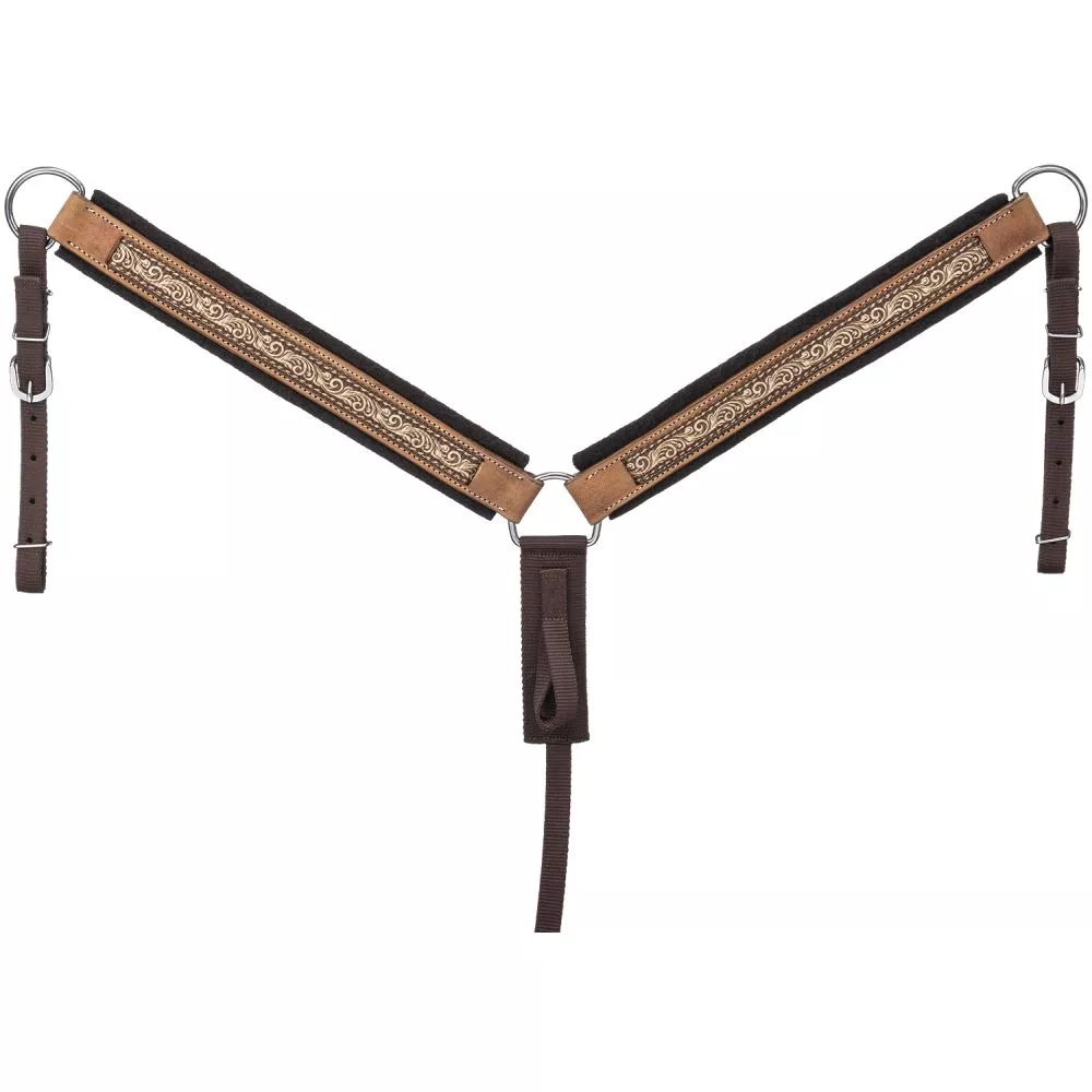 Tough1 Brown Tooled Leather Hybrid Breastcollar