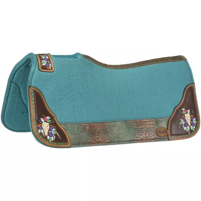 Tough1 Hand Painted Felt Steer Skull Saddle Pad