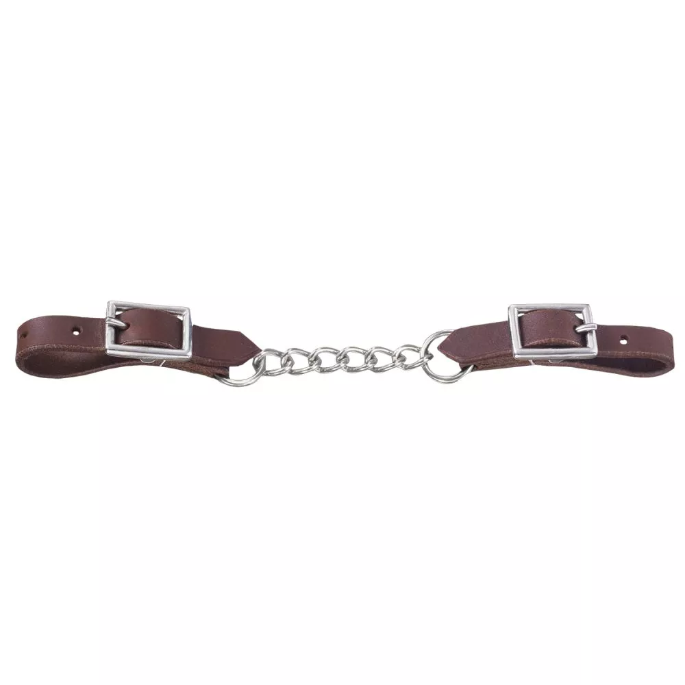 Tough1 Harness Leather Curb Strap with Single Chain