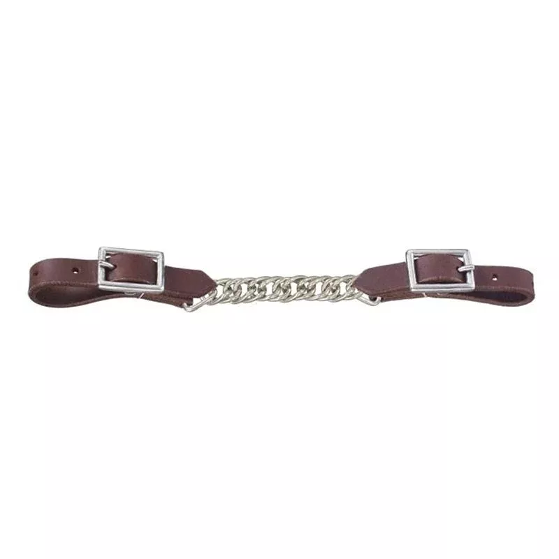 Tough1 Harness Leather Curb with Flat Chain