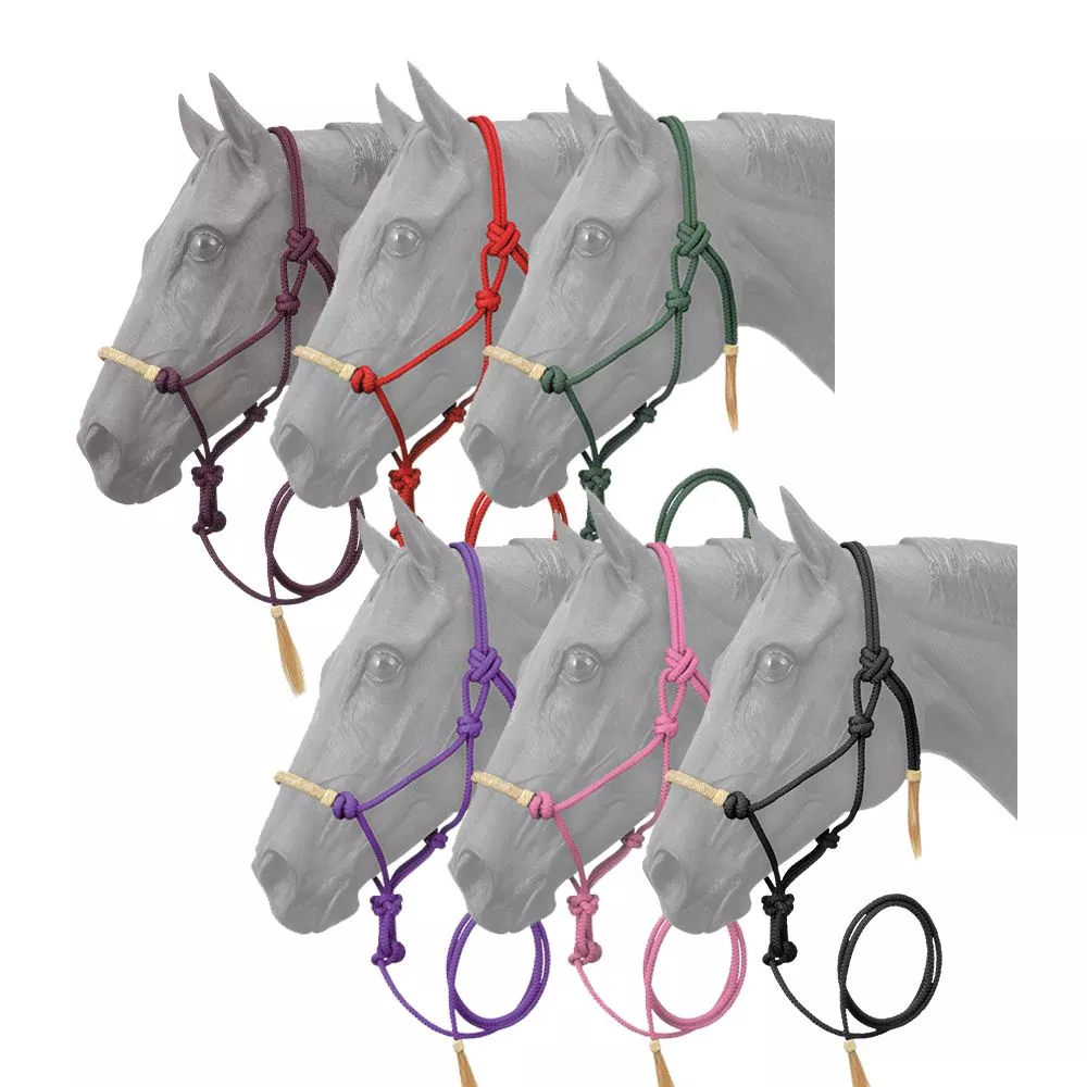 Tough1 Rawhide Noseband Rope Halter with Lead – 6 Pack