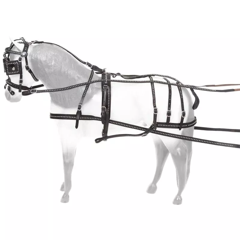 Tough1 Show Spotted Leather Driving Harness