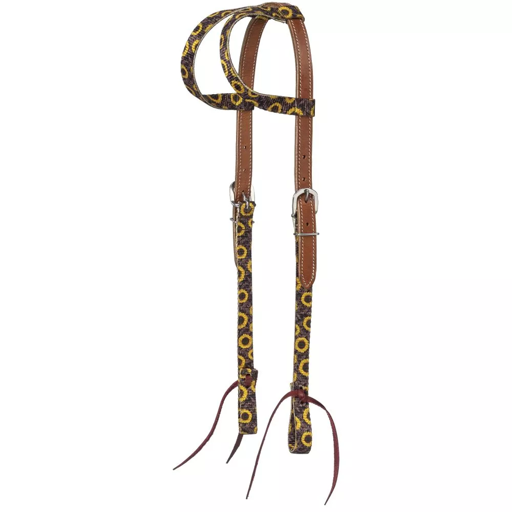 Tough1 Sunflower Tooled Double Ear Hybrid Headstall
