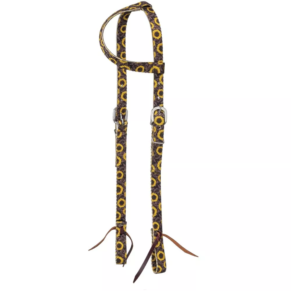 Tough1 Sunflower Tooled Nylon Ear Headstall