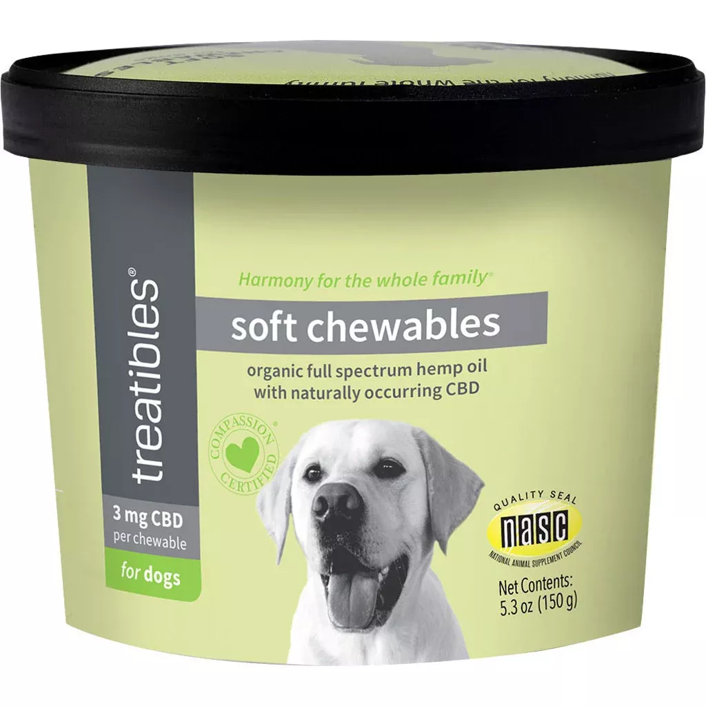 Treatibles Hemp Soft Chews for Dogs, Beef, 60 Count