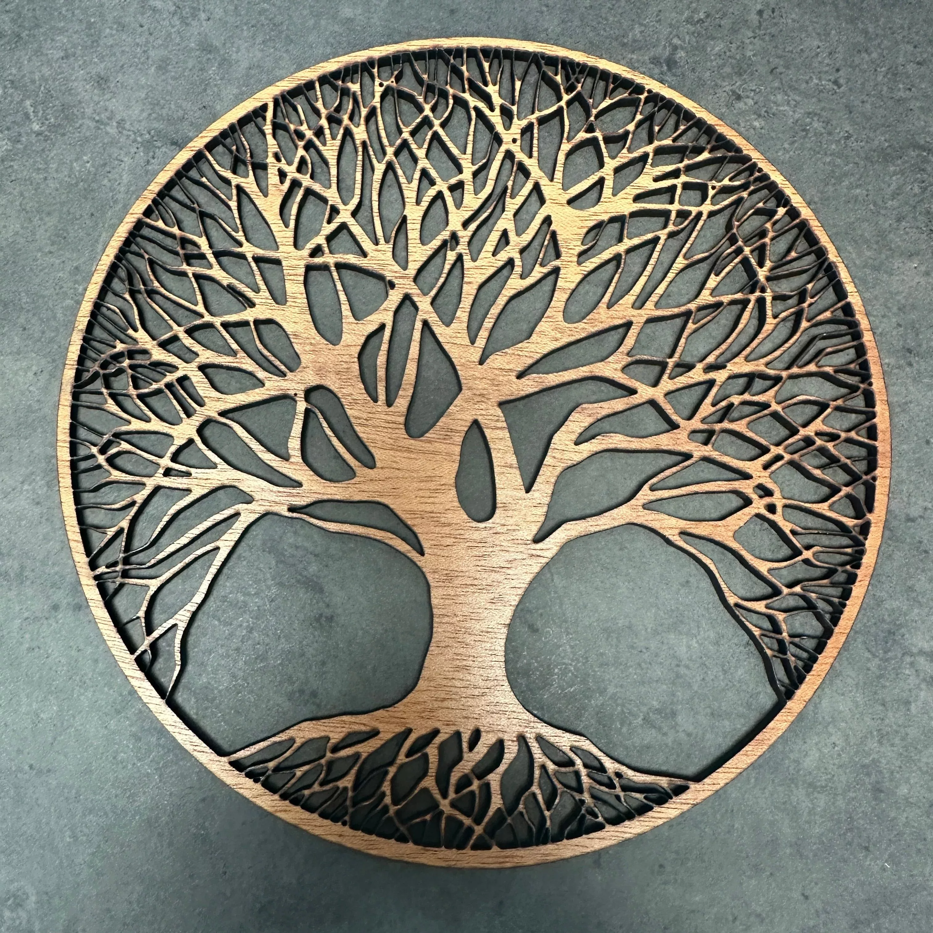Tree of life on Mahogany wood 7.5 inch
