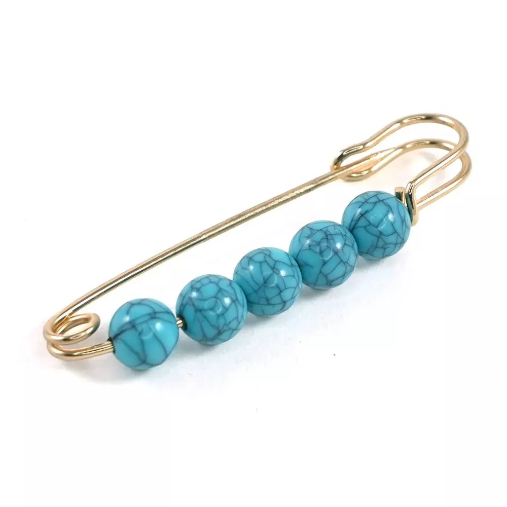 Turquoise Safety Pin Hat Pin