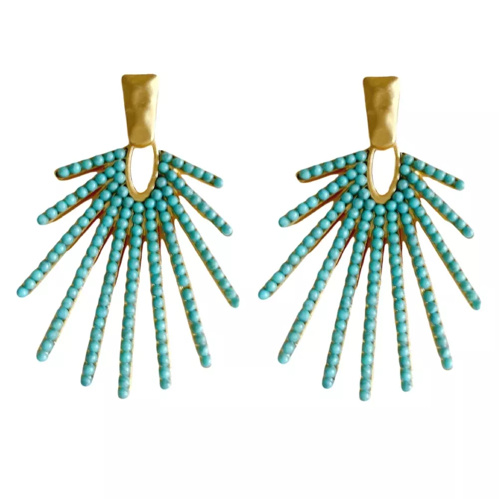 Turquoise Sunburst Statement Earrings