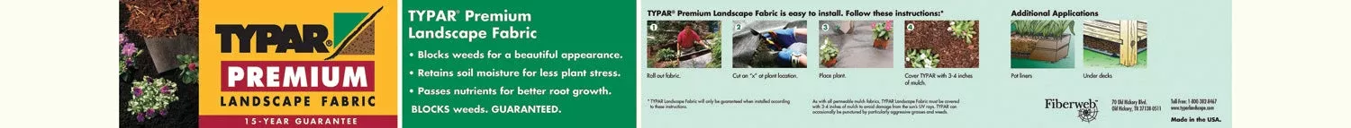 Typar Premium Landscape Fabric, Black, 3 x 25 ft