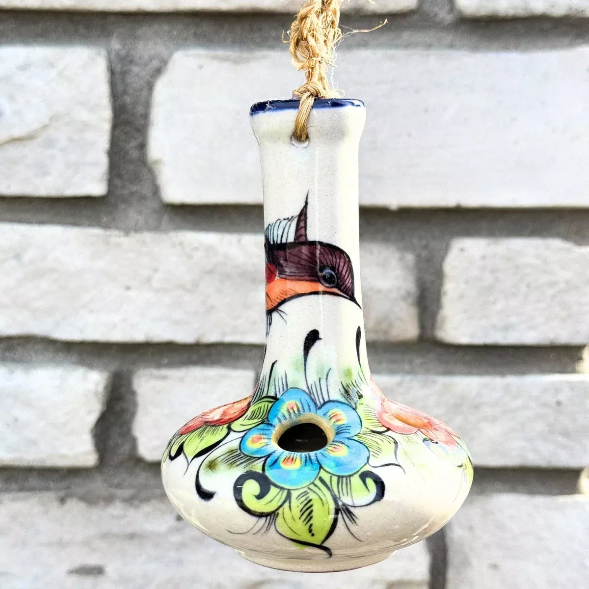Upavim Crafts - Guatemalan Hand-Painted Ceramic Hummingbird Feeder
