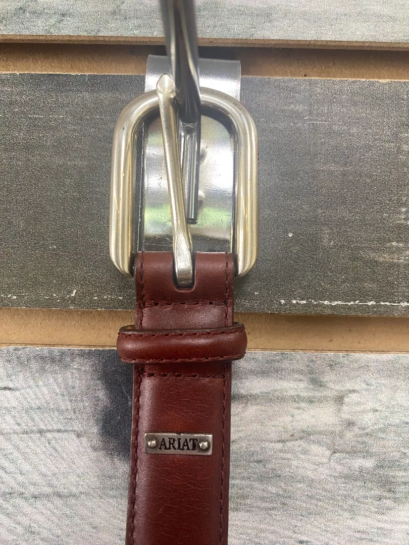 USED Ariat Leather Thin Belt 28 Red Brown