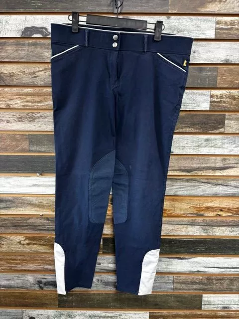 USED Devon-Aire Knee Patch Breeches 32 Navy/White