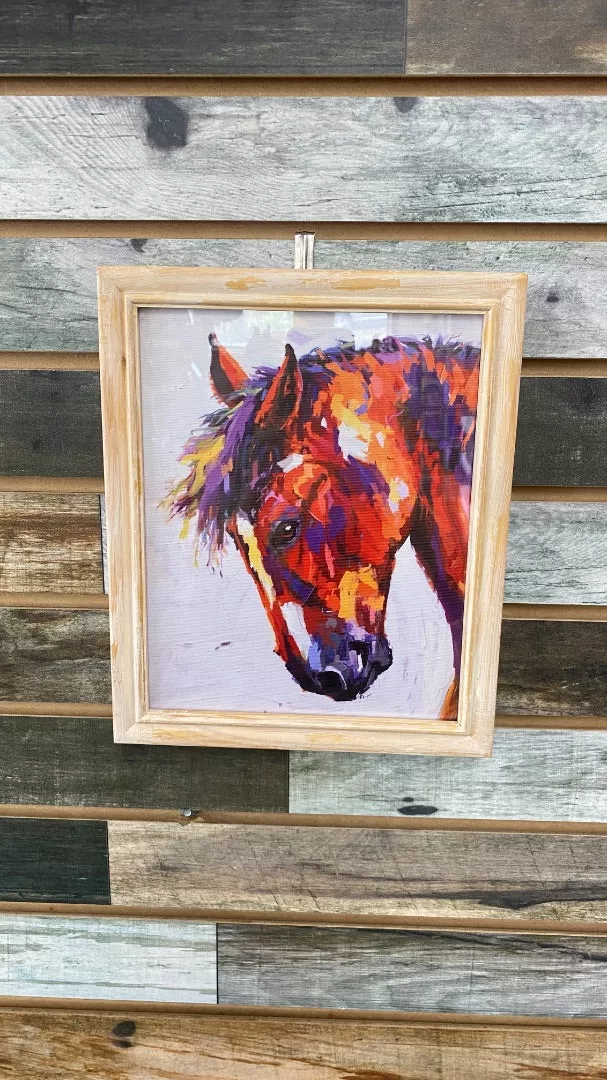 USED Horse Picture in Wooden Frame