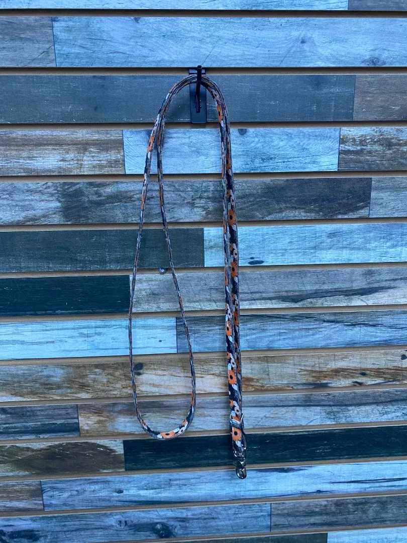 USED Hot Headstalls Braided Roper ReinsOrange/Black/White