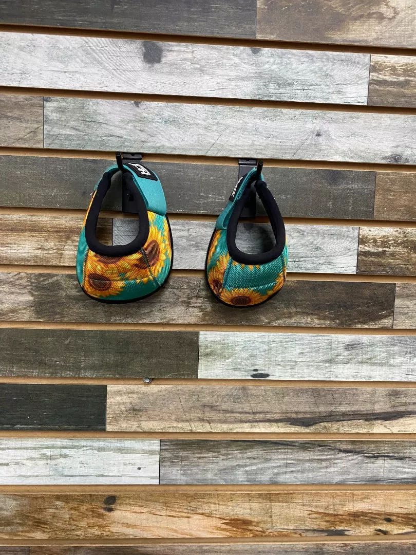 USED Hot Headstalls Sunflower Bell Boots M Teal