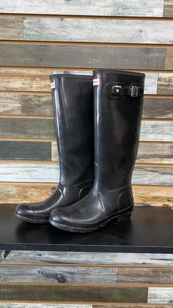 USED Hunter Boots Womens Original Tall Rain Boot 7 Black