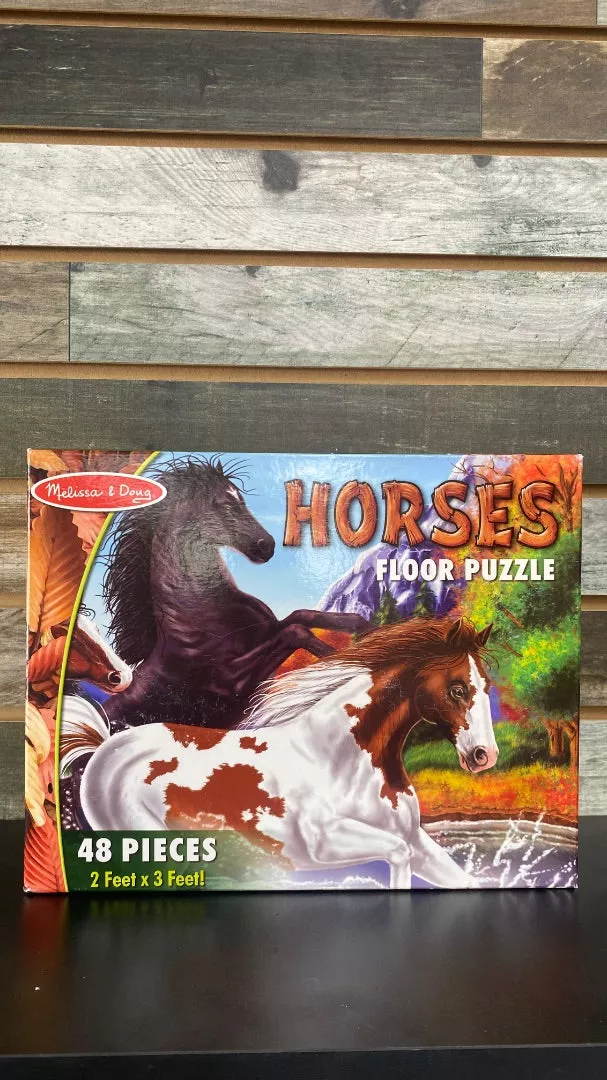 USED Melissa & Doug Puzzle Floor Size Horses 2ft’ x 3ft’ Multicolor