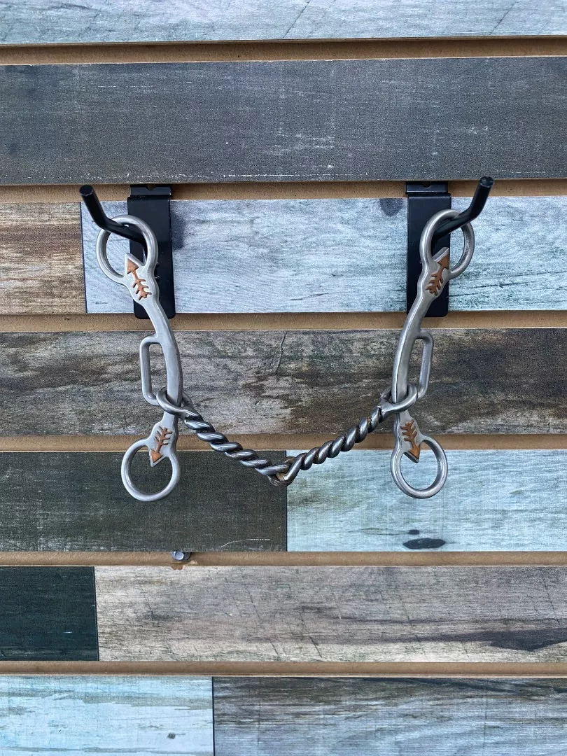 USED Metalab Western Gag Bit 5” Brushed Silver With Copper Arrows