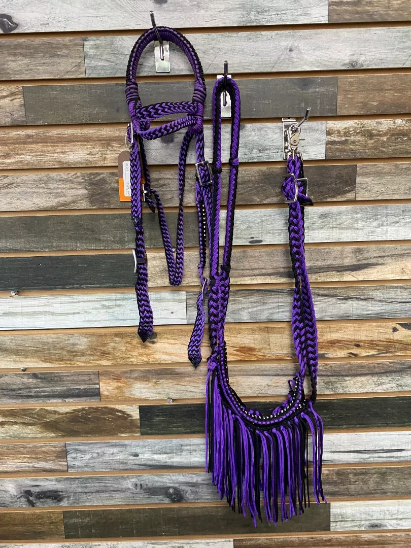 USED No Brand Western Nylon Headstall Medium Black/Purple