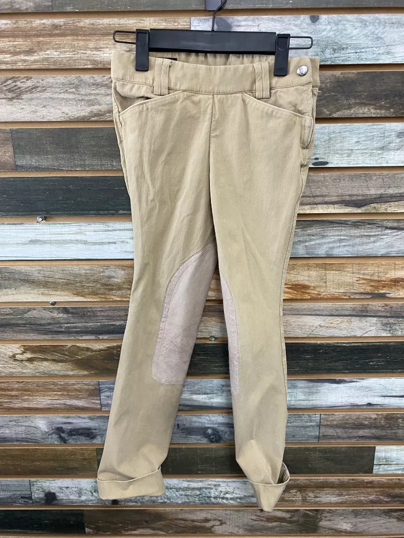USED Tan Ariat Kids Side Zip KP Breeches | 8