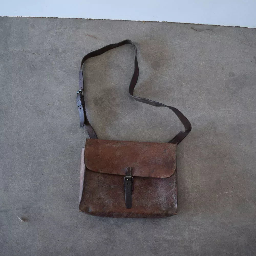 Used Vintage German Leather Saddle Bag