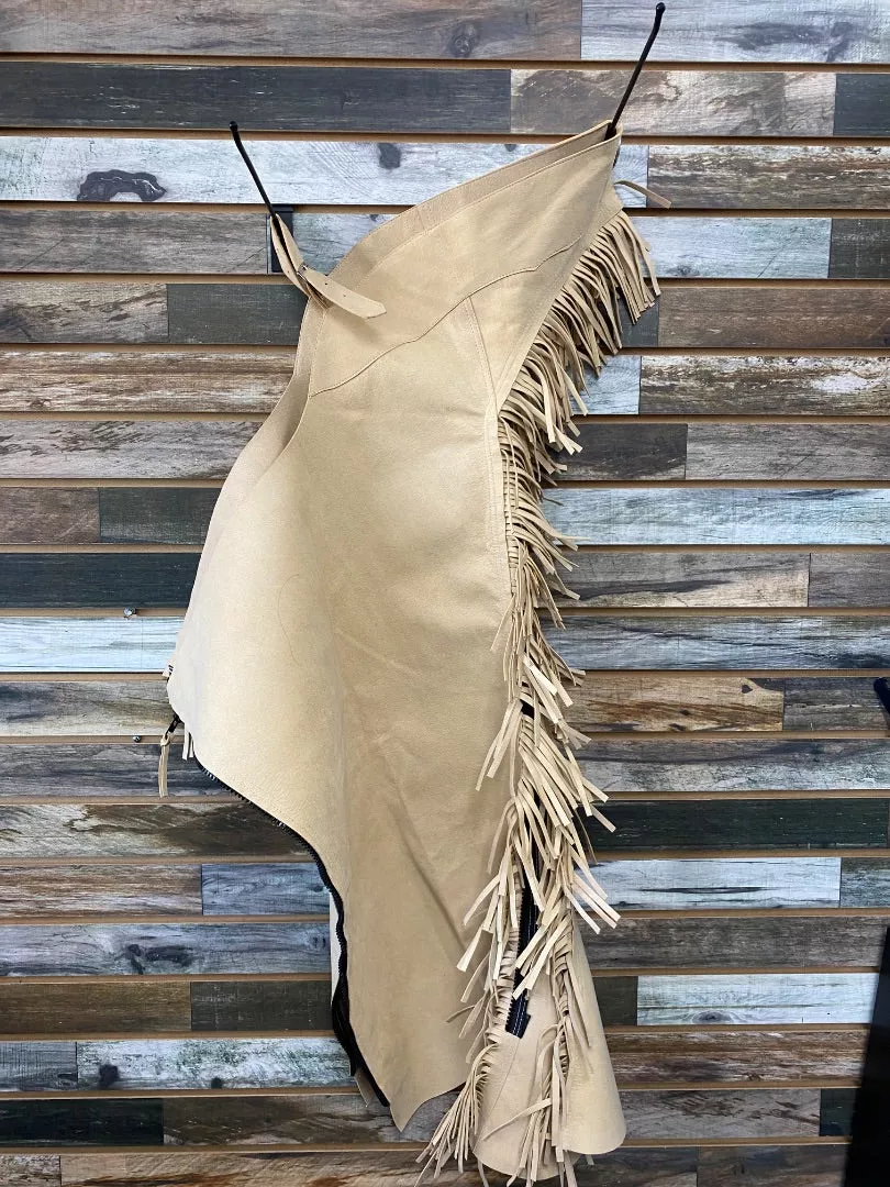 USED Womens Western Chaps | Tan Suedewith Fringe | Small