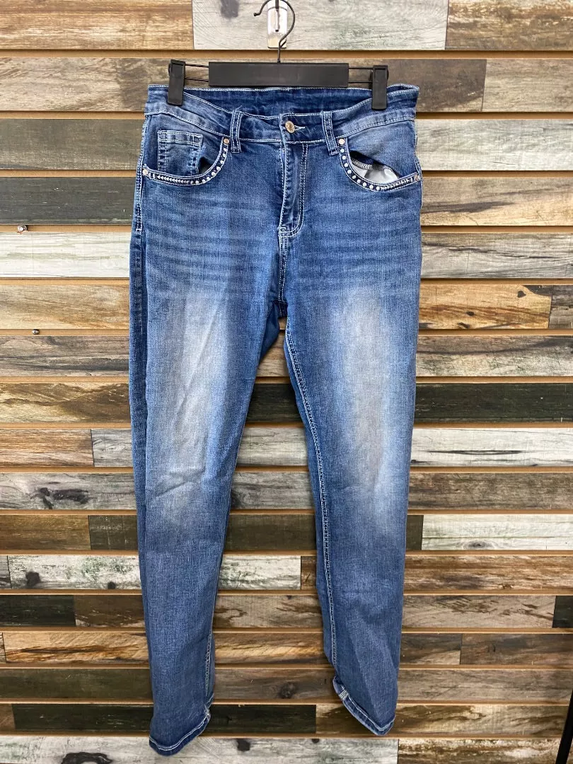 USEDLadies Bootcut Western JeansEmboired Longhorn On Pockets
