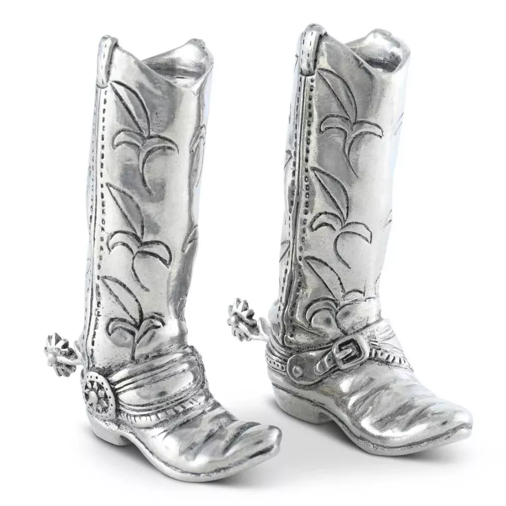 Vagabond House Pewter Cowboy Boot Salt & Pepper Set