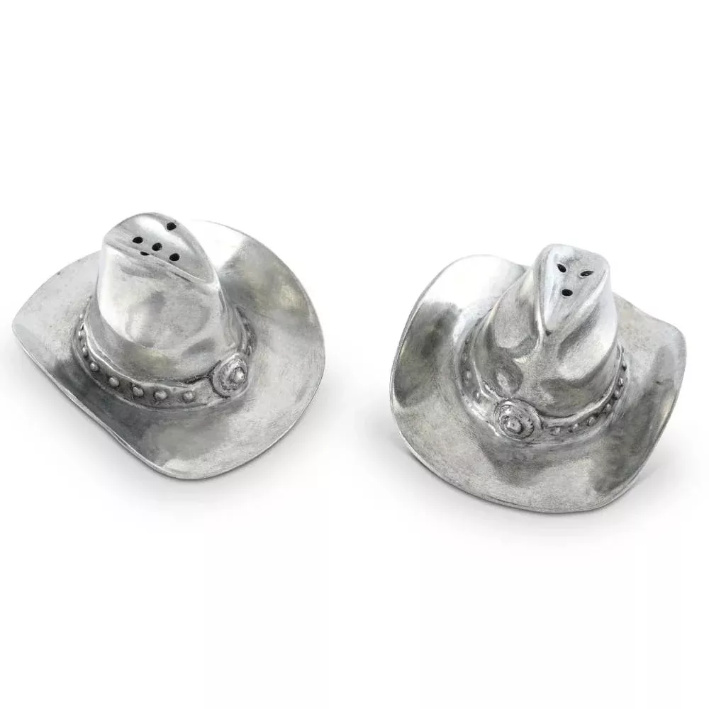 Vagabond House Pewter Cowboy Hat Salt & Pepper Set