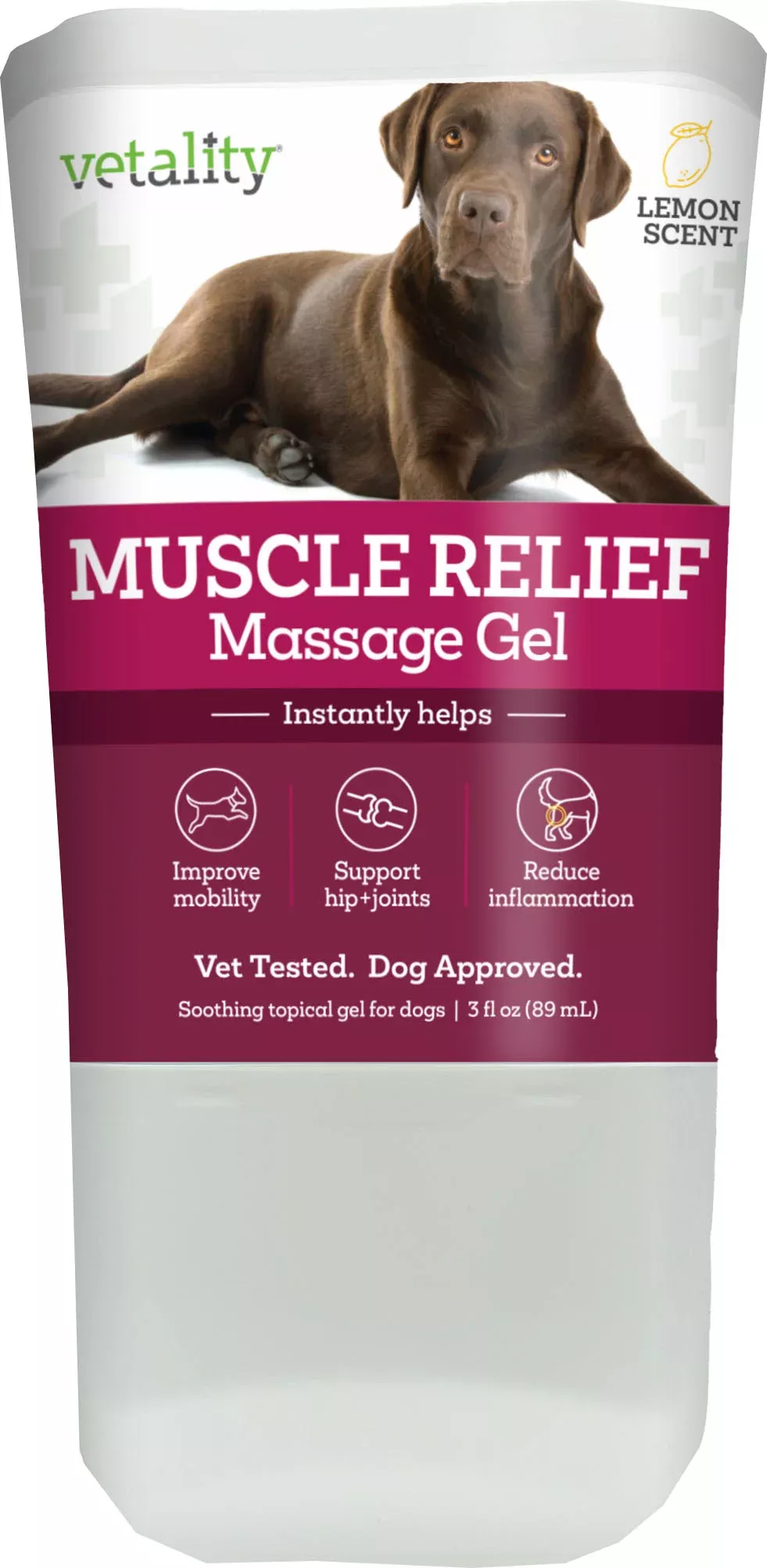 Vetality Muscle Massage Gel 3 oz Lemon