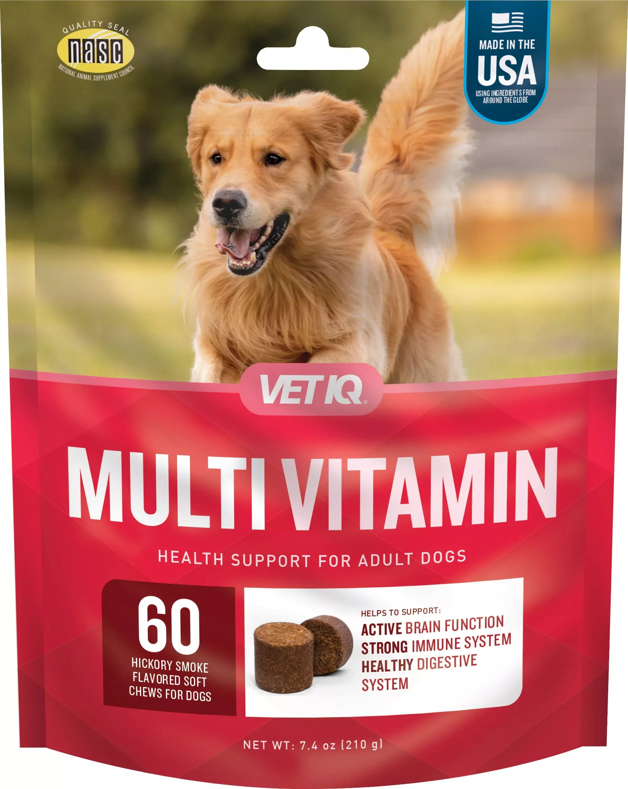 VetIQ Multivitamin Soft Chews, Hickory Smoke, 60 Count